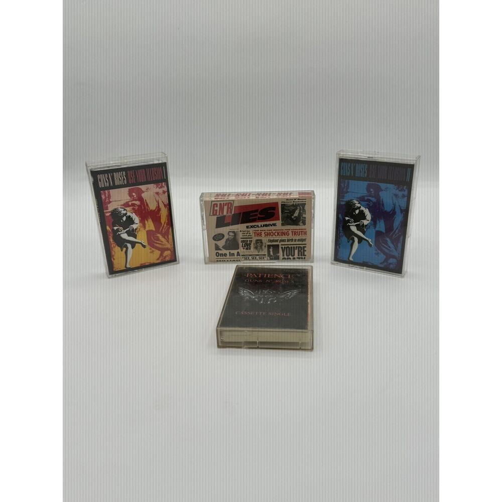 Guns N' Roses Cassette Tape Lot Of 3 & 1 Single Illusion 1 2 Lies Patience READ